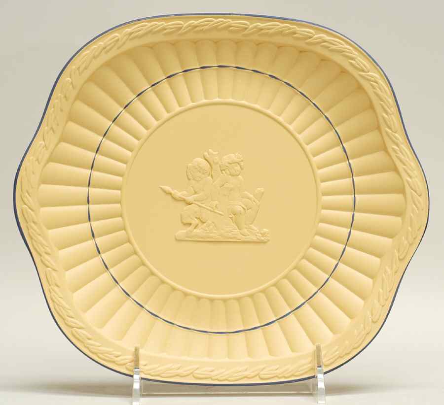 Black On Cane Jasperware Handled Cake Plate by Wedgwood-1