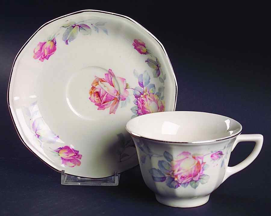 Rosemary Footed Cup & Saucer Set by Windsor (USA)-1