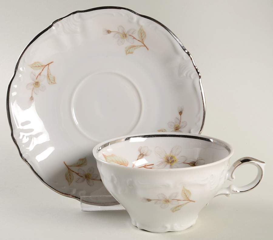 Apple Blossom Footed Cup & Saucer Set by Winterling - Bavaria-1