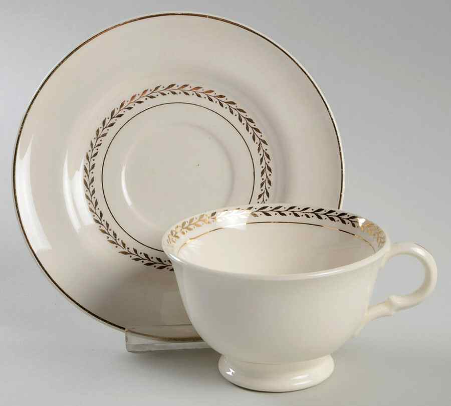 Mayflower Footed Cup & Saucer Set by Westwood (Limoges)-1