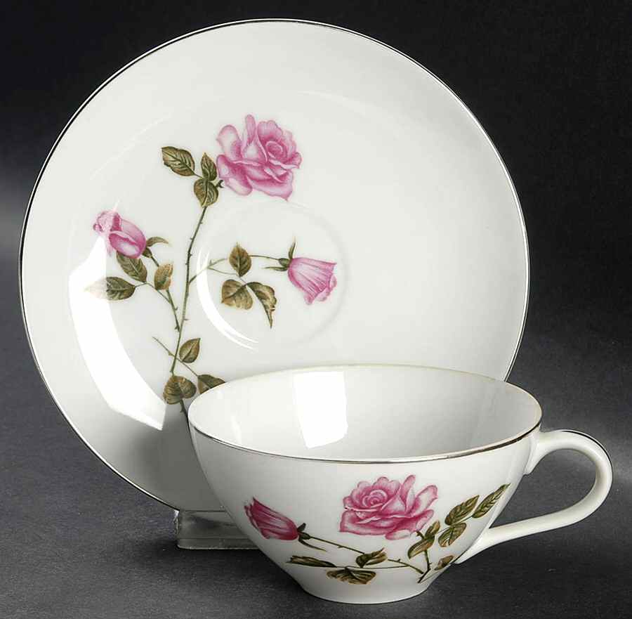Tea Rose Flat Cup & Saucer Set by World Wide-1