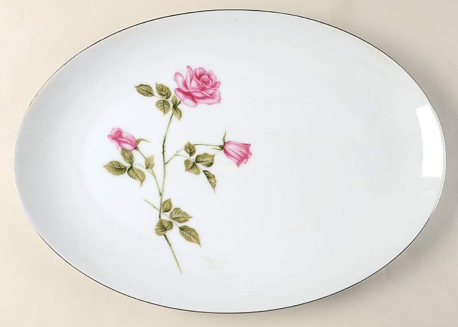 Tea Rose 14" Oval Serving Platter by World Wide-1