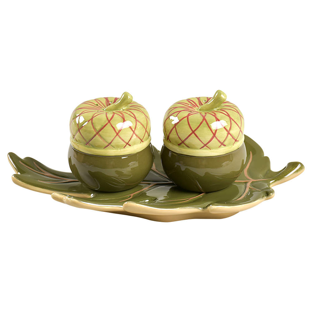 Oak Leaf & Acorn (3 Pc) Salt & Pepper Tray Set by Woolrich-1