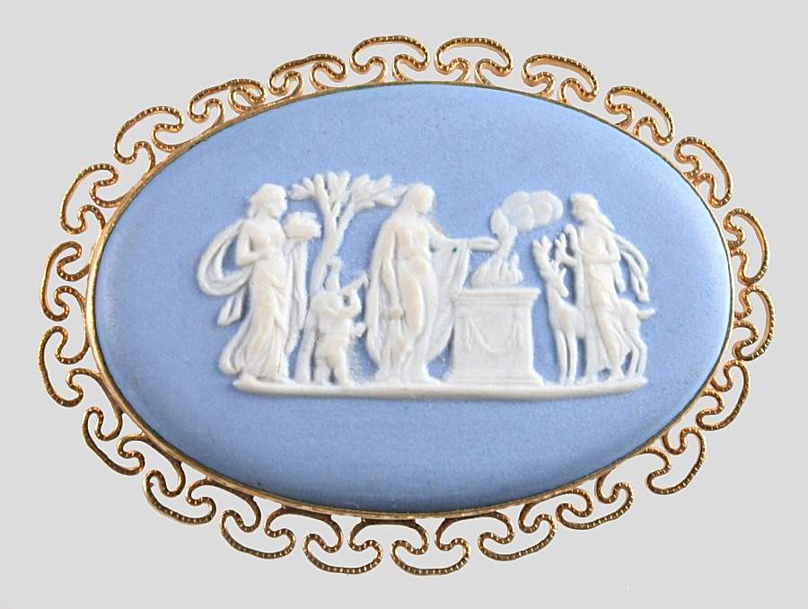 Jasperware Jewelry Goldplate Brooch by Wedgwood-1
