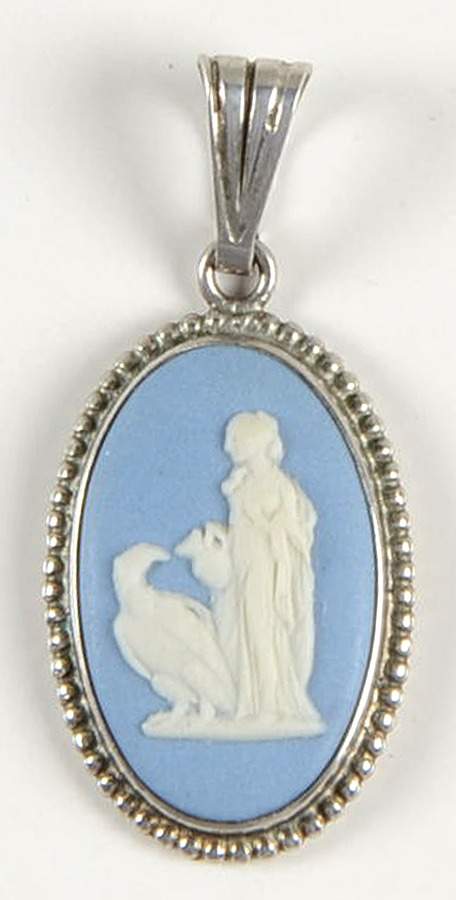 Jasperware Jewelry Silverplate Pendant by Wedgwood-1