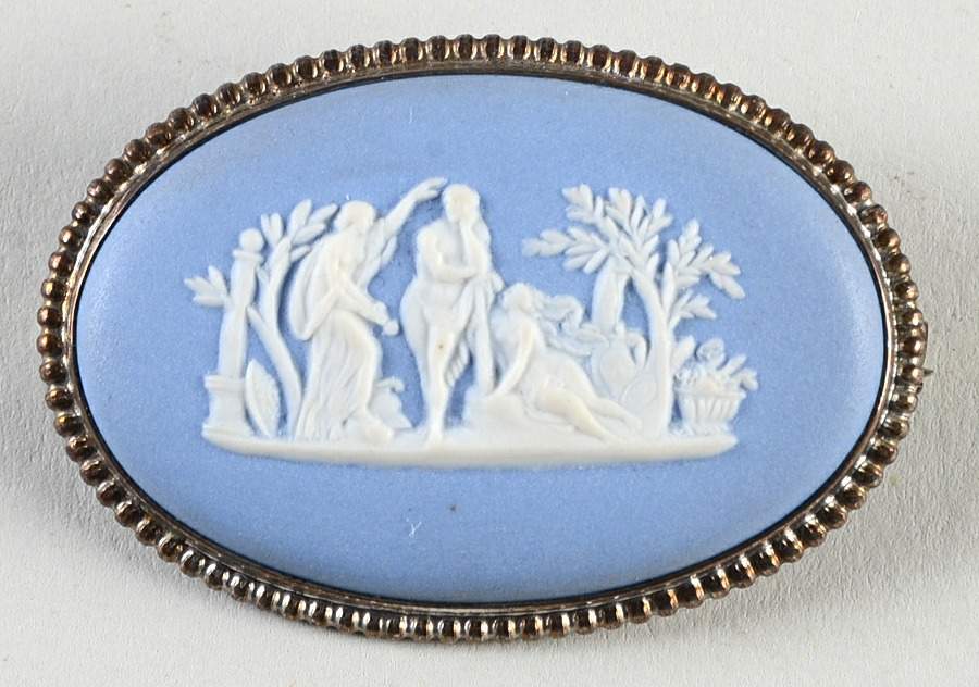 Jasperware Jewelry Silverplate Brooch by Wedgwood-1