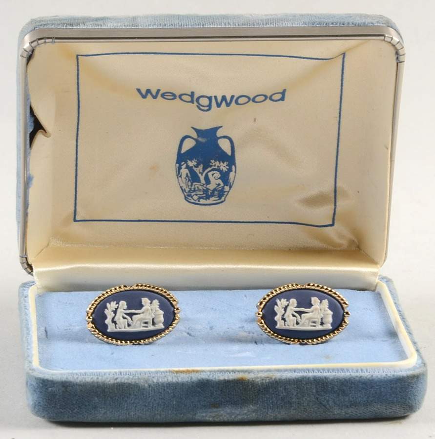 Jasperware Jewelry (Pair) Goldplate Cuff Links by Wedgwood-1