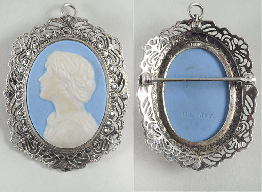 Jasperware Jewelry Sterling Brooch by Wedgwood-1