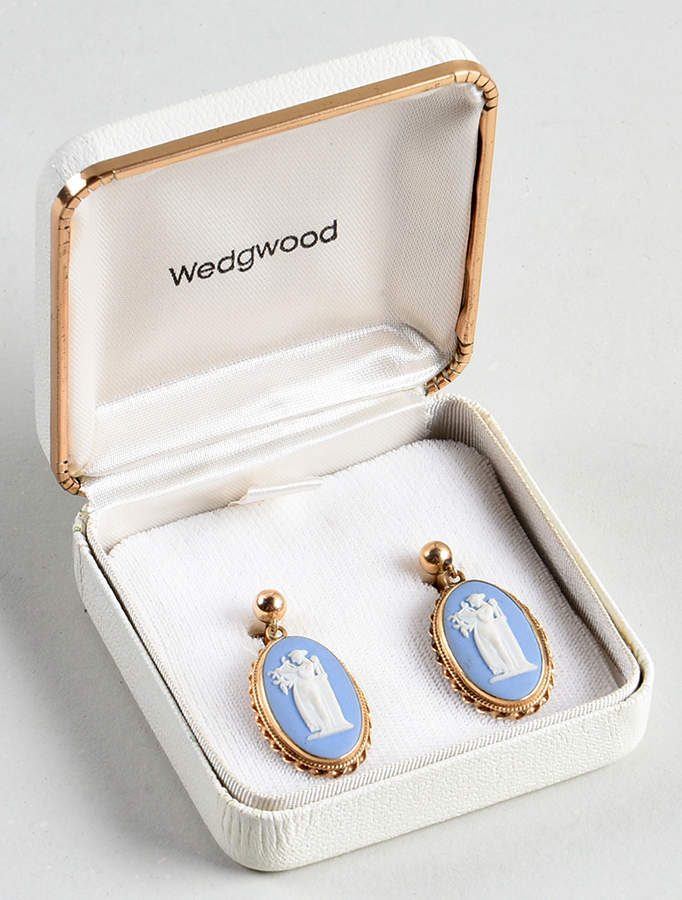 Jasperware Jewelry (Pair) Goldplate Earring by Wedgwood-1