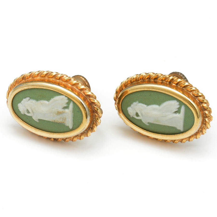 Jasperware Jewelry (Pair) Goldplate Earrings by Wedgwood-1