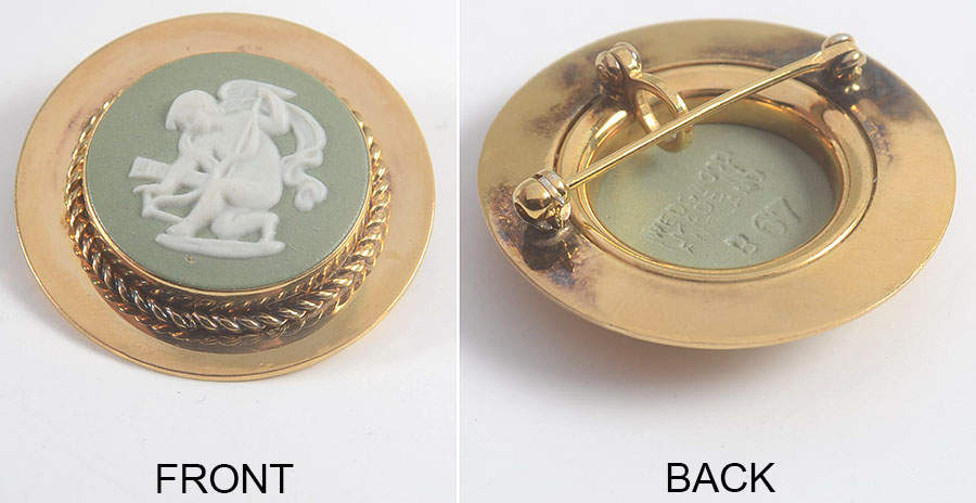 Jasperware Jewelry Goldplate Brooch by Wedgwood-1