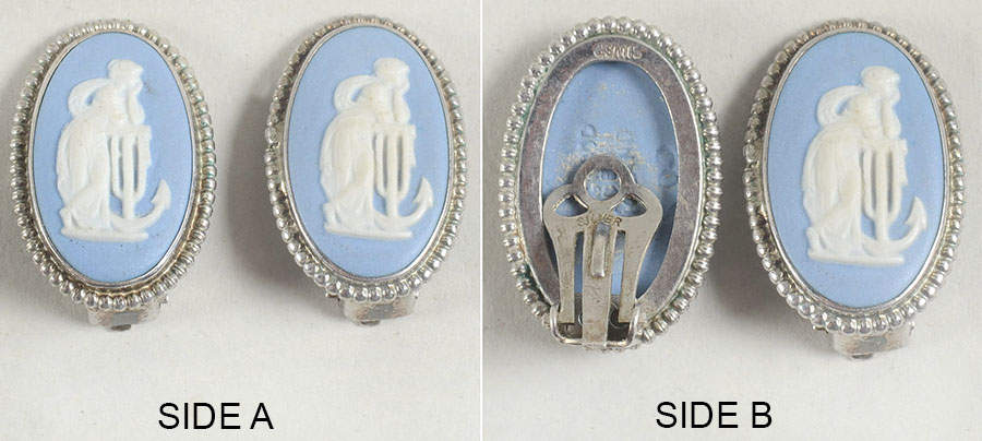 Jasperware Jewelry (Pair) Sterling Earrings by Wedgwood-1