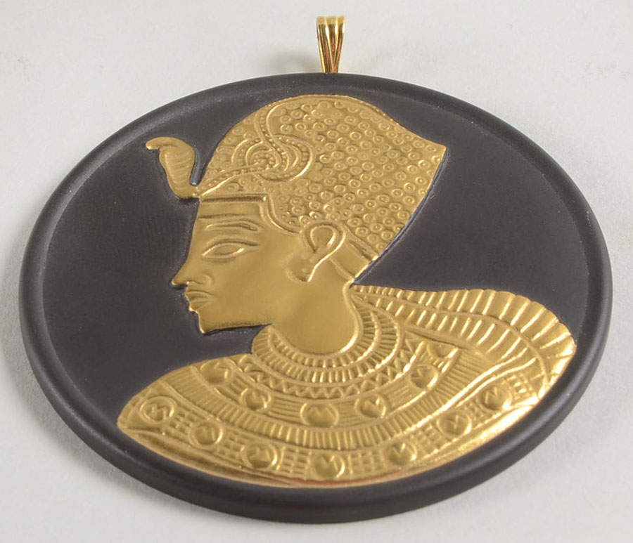 Jasperware Jewelry Round Tutankhamun Pendant by Wedgwood-1