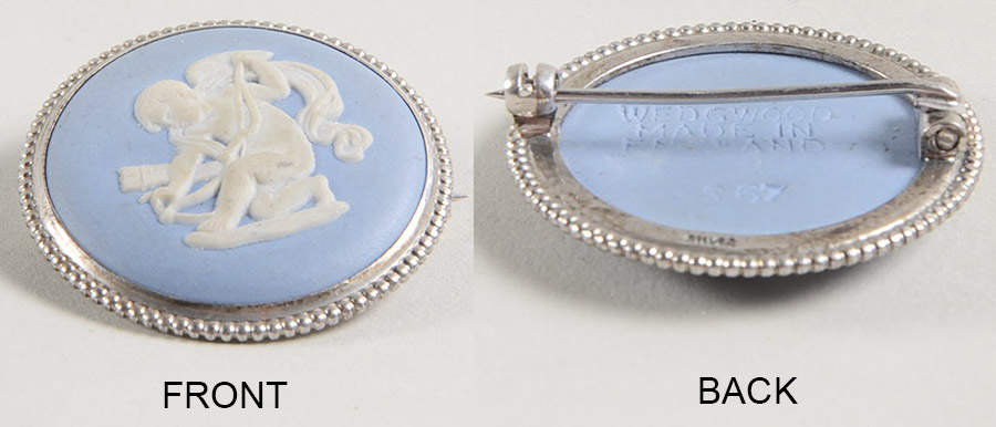 Jasperware Jewelry Silverplate Brooch by Wedgwood-1