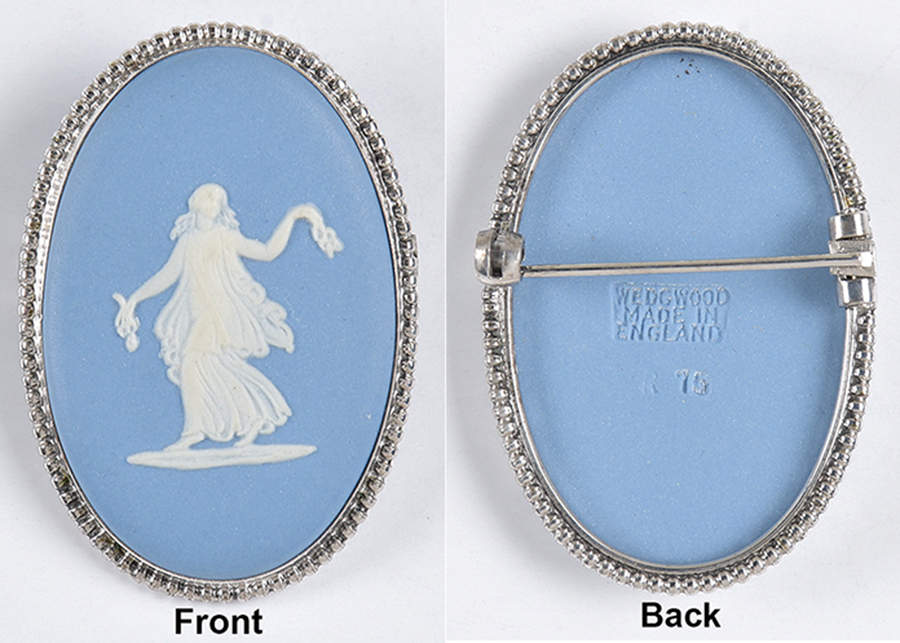Jasperware Jewelry Silverplate Brooch by Wedgwood-1
