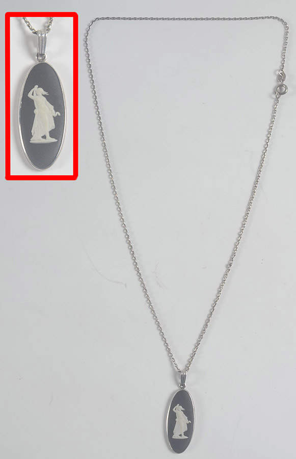 Jasperware Jewelry Sterling Necklace W/Pendant by Wedgwood-1