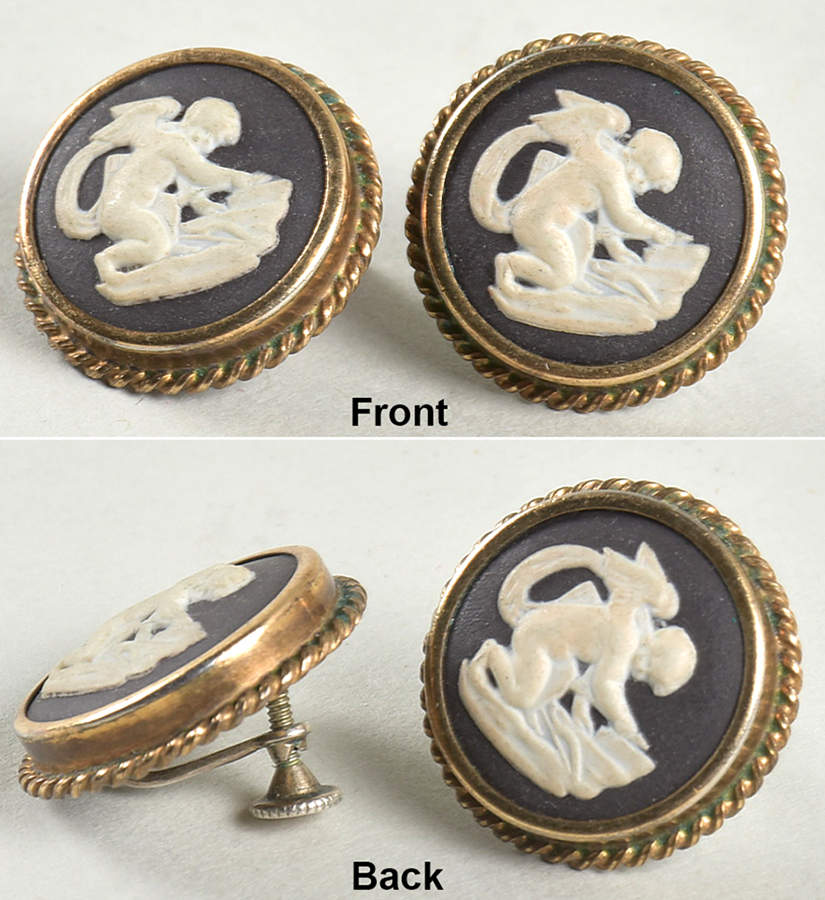 Jasperware Jewelry (Pair) Sterling Screwback Earrings by Wedgwood-1