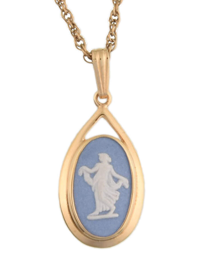 Jasperware Jewelry Goldplate Necklace with Pendant by Wedgwood-1