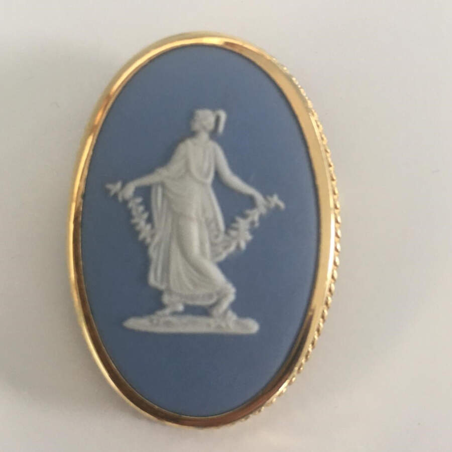 Jasperware Jewelry Goldplate Brooch by Wedgwood-1