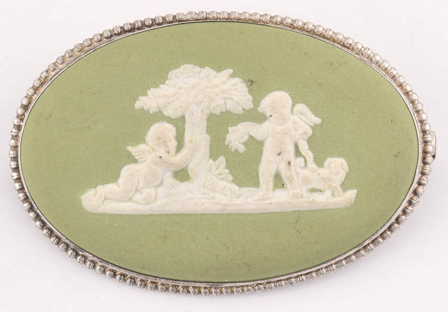 Jasperware Jewelry Sterling Brooch by Wedgwood-1