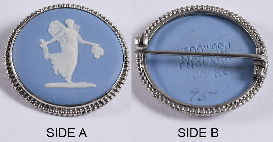 Jasperware Jewelry Silverplate Brooch by Wedgwood-1