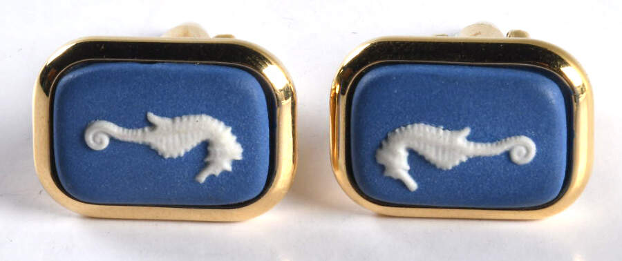 Jasperware Jewelry (Pair) Goldplate Cuff Link by Wedgwood-1