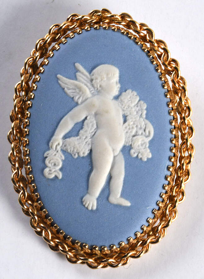 Jasperware Jewelry Goldplate Brooch by Wedgwood-1