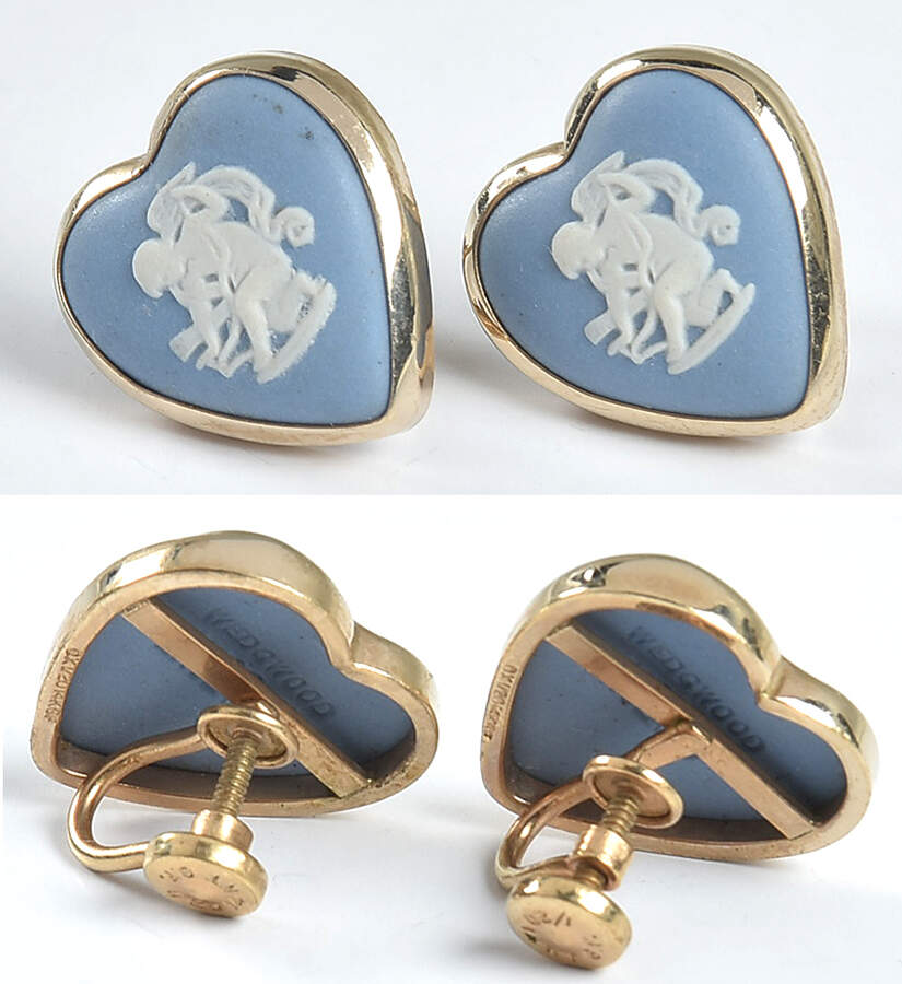 Jasperware Jewelry (Pair) Muse Heart Earrings by Wedgwood-1