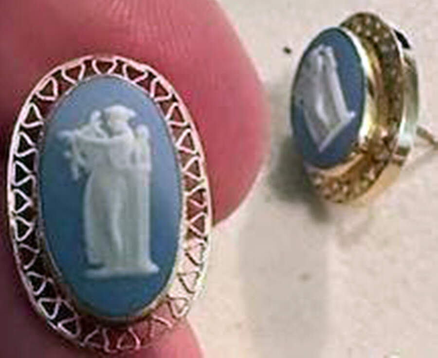 Jasperware Jewelry (Pair) Goldplate Earrings by Wedgwood-1