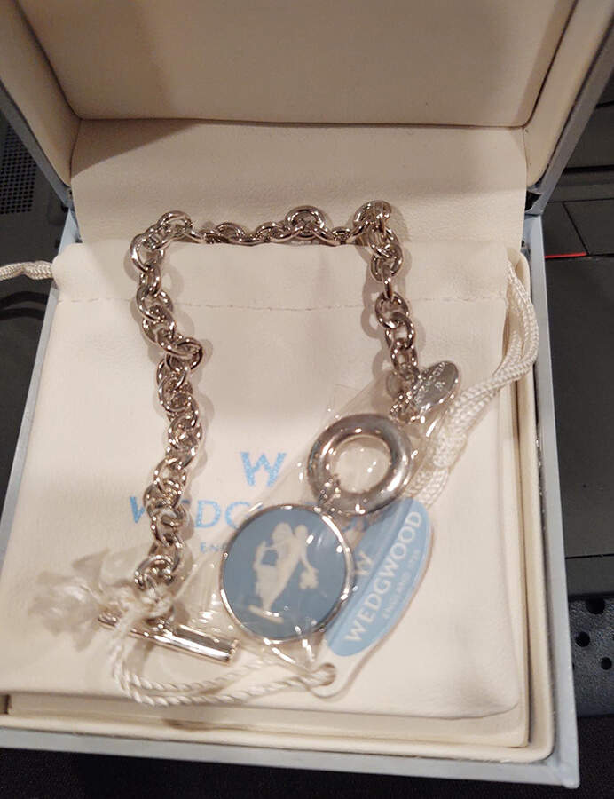Jasperware Jewelry Sterling Silver Bracelet with Charm by Wedgwood-1