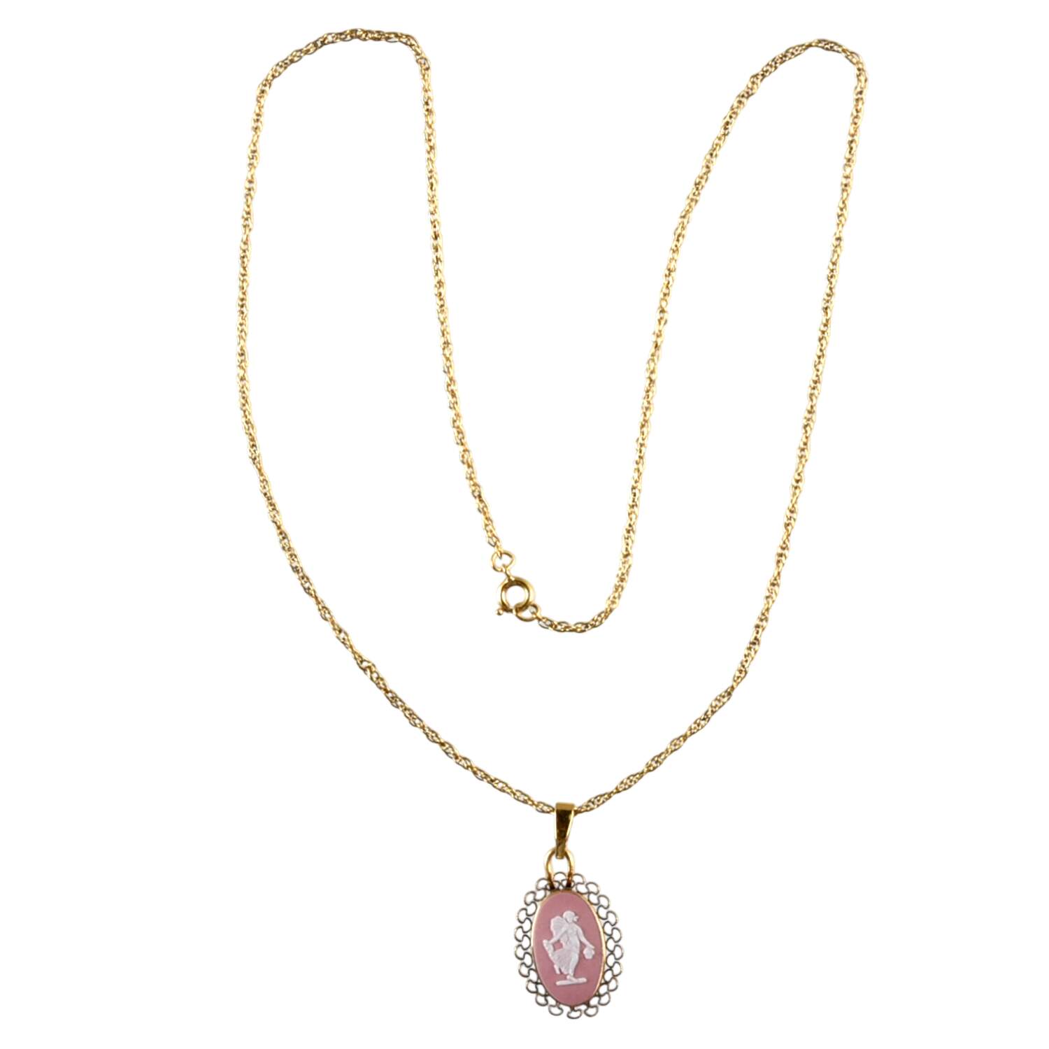 Jasperware Jewelry Goldplate Necklace with Pendant by Wedgwood-1