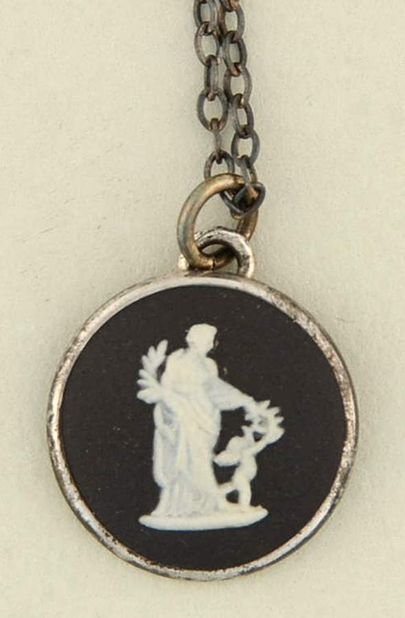 Jasperware Jewelry Round Silverplate Muse Necklace by Wedgwood-1