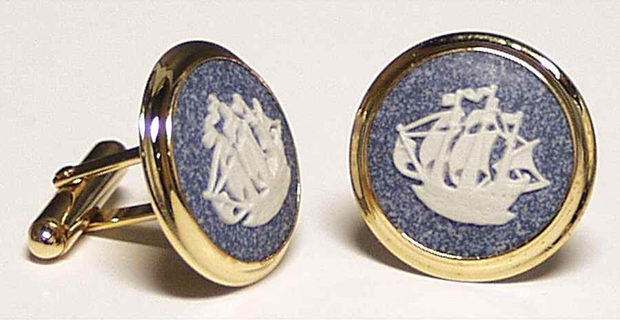 Jasperware Jewelry (Pair) Goldplate Cuff Links by Wedgwood-1