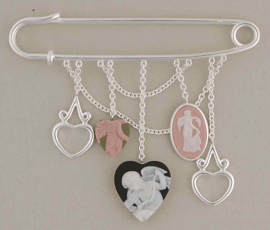 Jasperware Jewelry Silverplate Heart Pin Brooch by Wedgwood-1