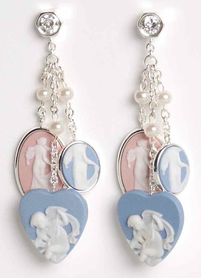 Jasperware Jewelry (Pair) Muse Silverplate Earrings by Wedgwood-1