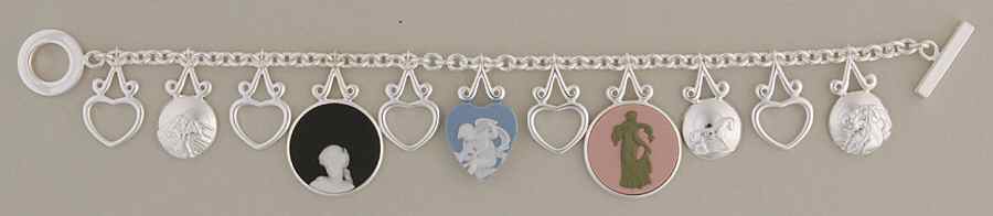Jasperware Jewelry Round Silverplate Jasperware Charm Bracelet by Wedgwood-1
