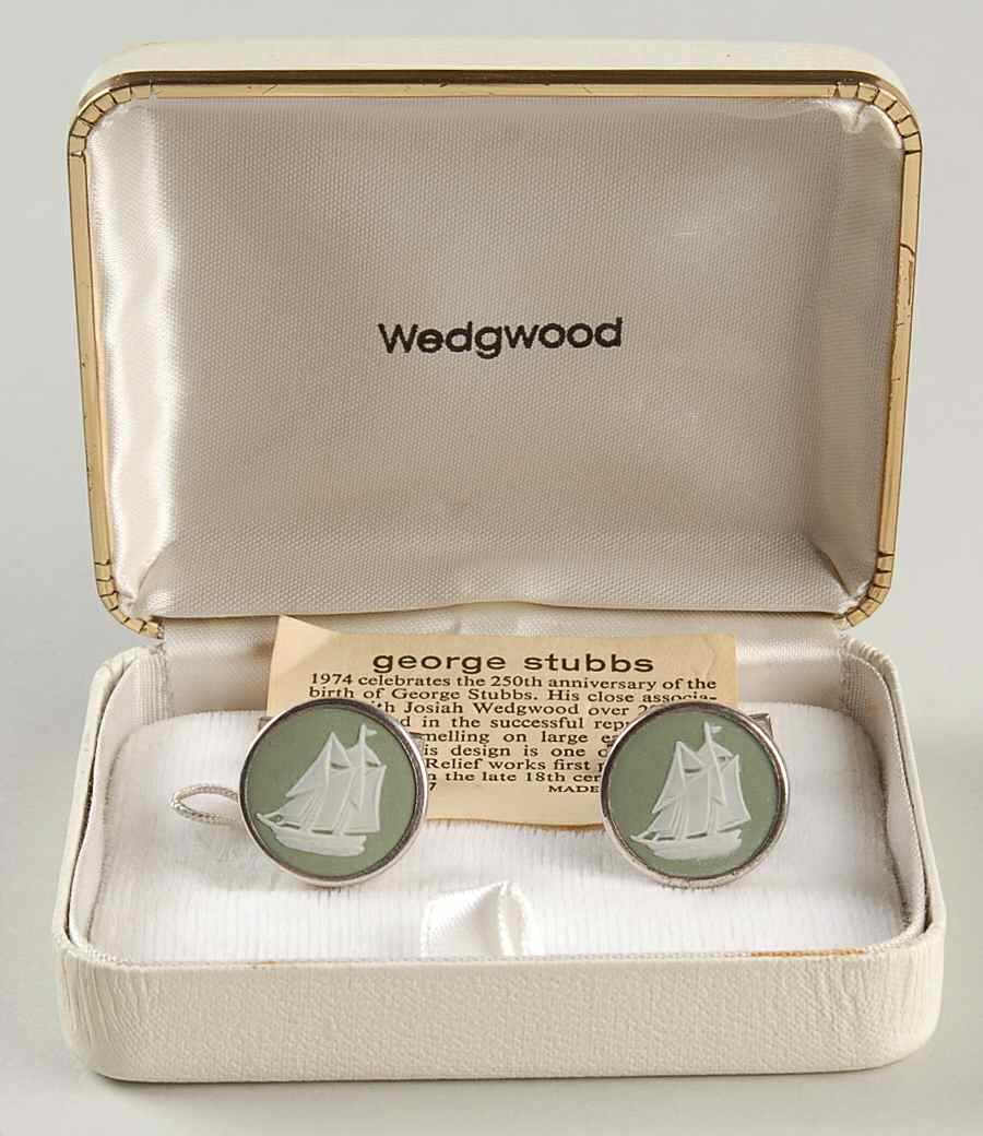 Jasperware Jewelry (Pair) Sterling Cuff Links by Wedgwood-1
