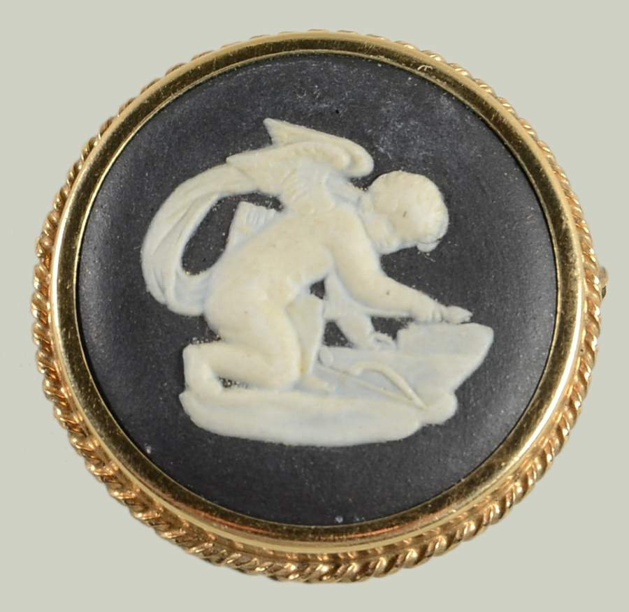 Jasperware Jewelry Goldplate Brooch by Wedgwood-1