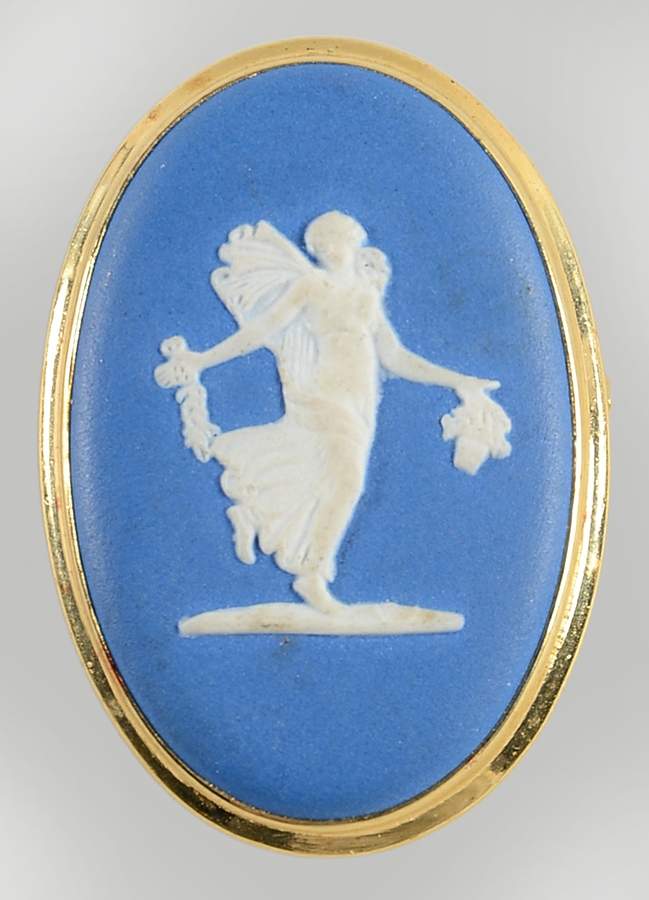 Jasperware Jewelry Goldplate Brooch by Wedgwood-1