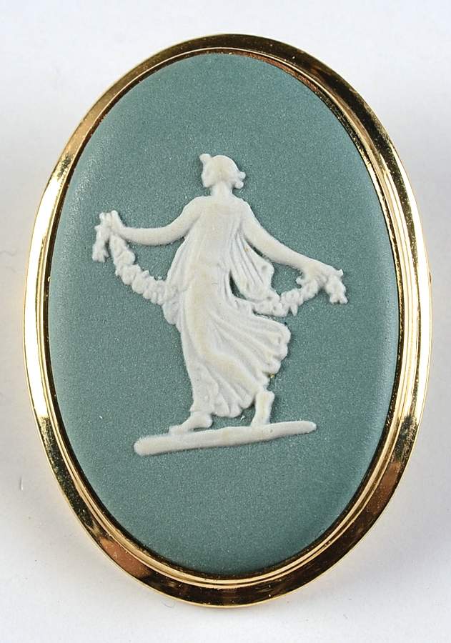 Jasperware Jewelry Goldplate Brooch by Wedgwood-1