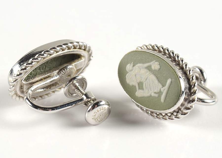 Jasperware Jewelry (Pair) Sterling Earrings by Wedgwood-1