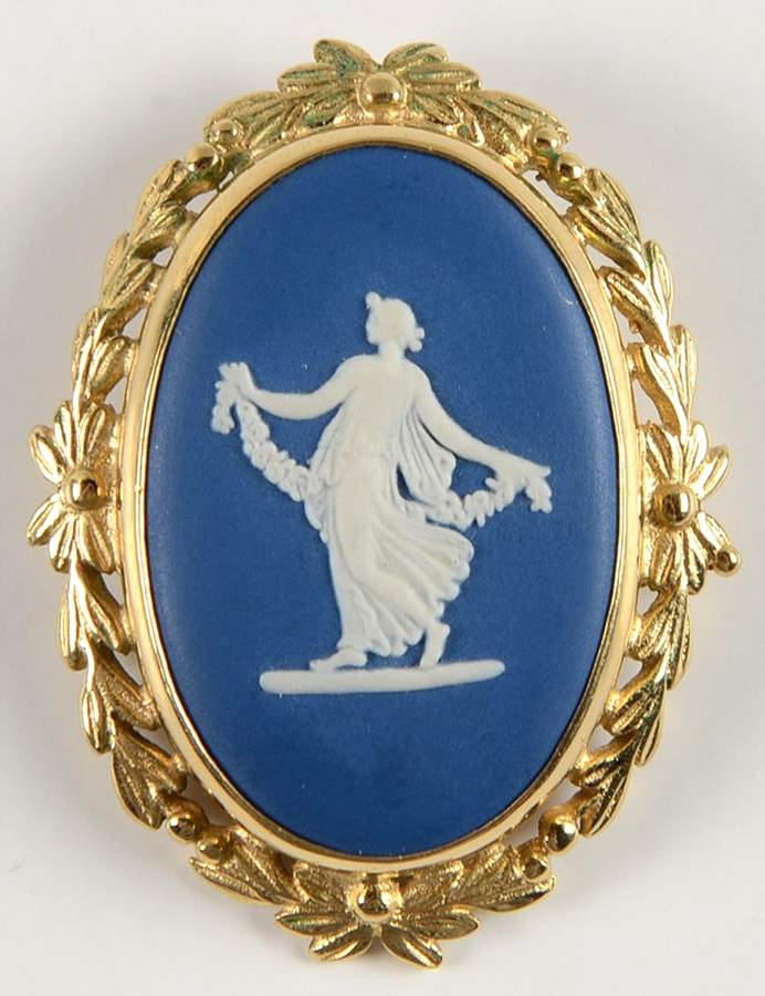 Jasperware Jewelry Goldplate Brooch by Wedgwood-1