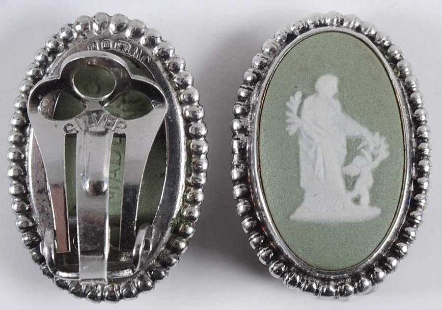 Jasperware Jewelry (Pair) Sterling Earrings by Wedgwood-1
