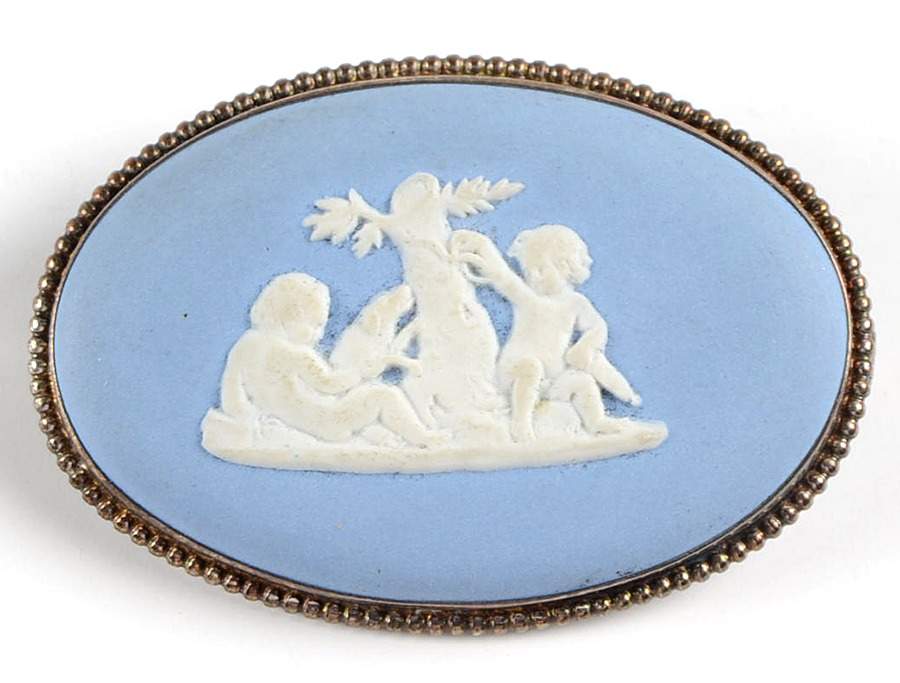Jasperware Jewelry Sterling Brooch by Wedgwood-1