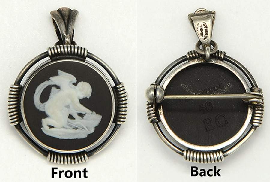 Jasperware Jewelry Sterling Brooch by Wedgwood-1