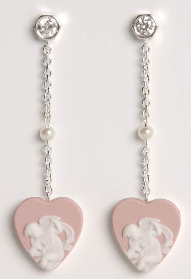 Jasperware Jewelry (Pair) Cupid Silverplate Earring by Wedgwood-1