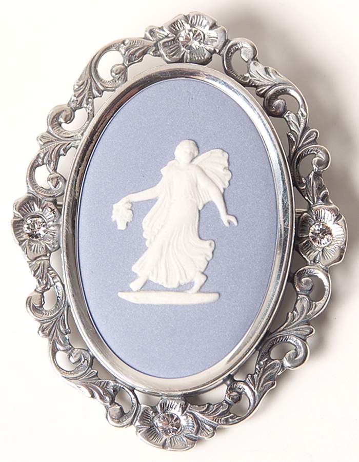 Jasperware Jewelry Sterling Brooch by Wedgwood-1