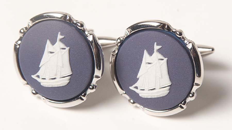 Jasperware Jewelry (Pair) Rhodium Cuff Links by Wedgwood-1