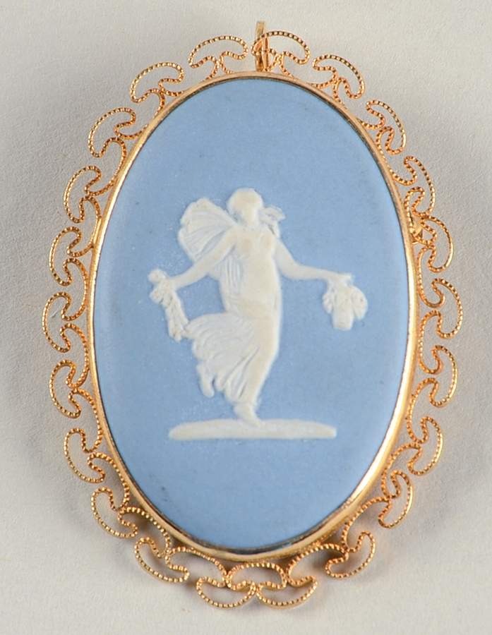 Jasperware Jewelry Goldplate Brooch by Wedgwood-1