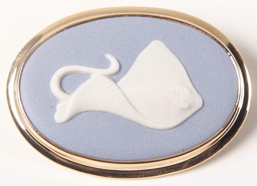 Jasperware Jewelry Goldplate Brooch by Wedgwood-1